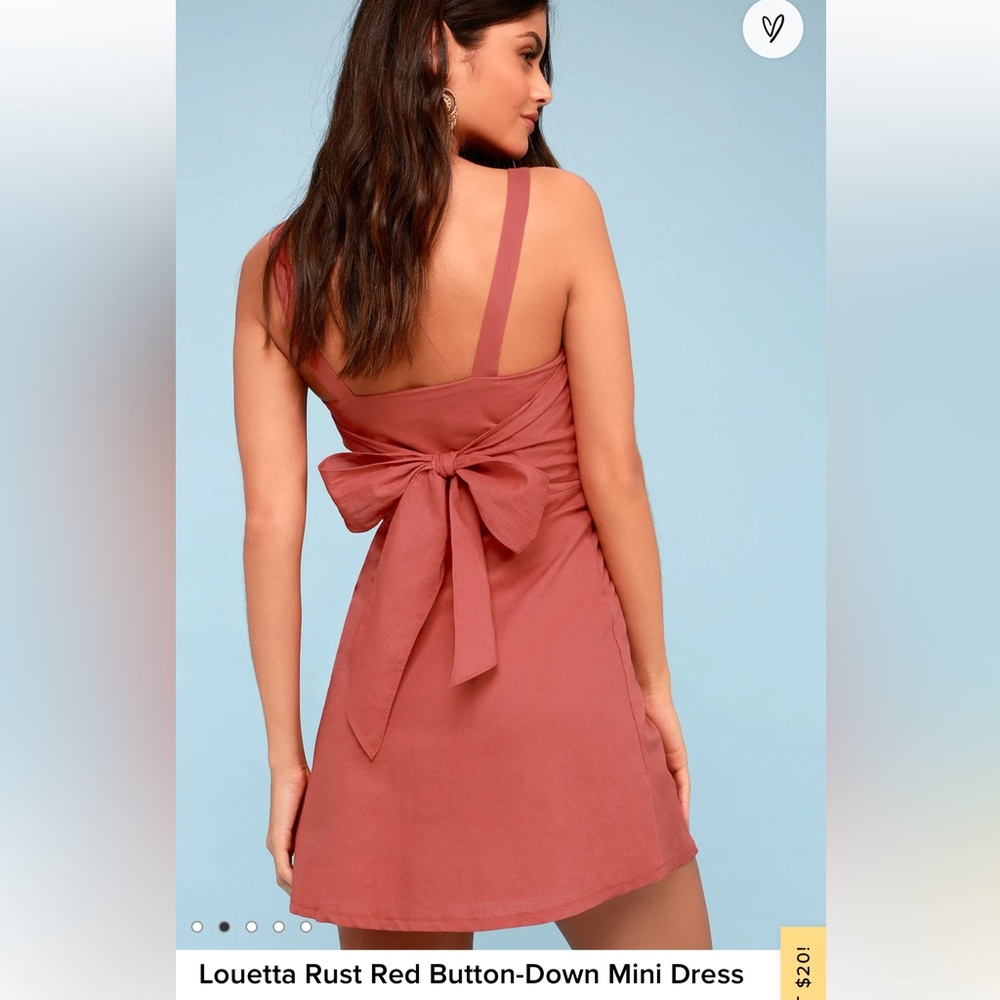 Louetta Rust Red Button-Down Mini Dress - image 3